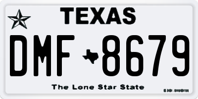 TX license plate DMF8679
