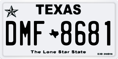 TX license plate DMF8681