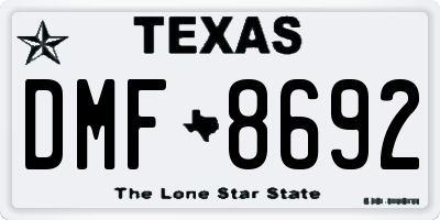 TX license plate DMF8692