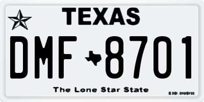 TX license plate DMF8701