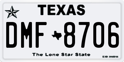 TX license plate DMF8706