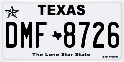 TX license plate DMF8726