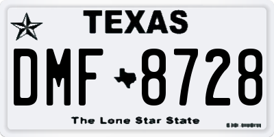 TX license plate DMF8728