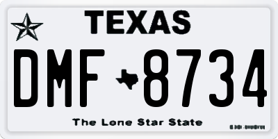 TX license plate DMF8734
