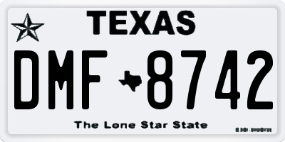 TX license plate DMF8742