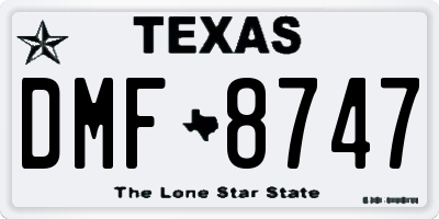 TX license plate DMF8747