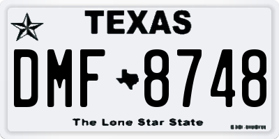TX license plate DMF8748