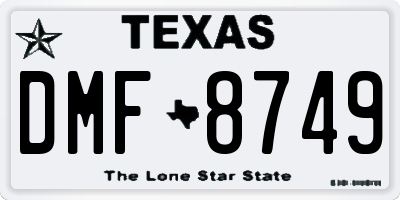 TX license plate DMF8749