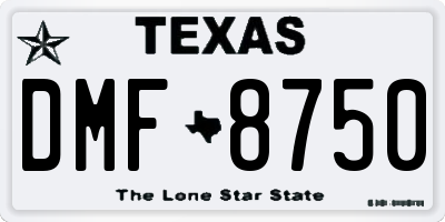 TX license plate DMF8750
