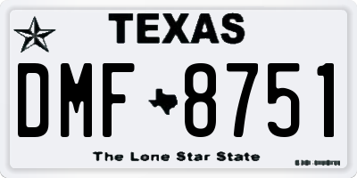 TX license plate DMF8751