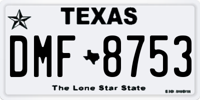TX license plate DMF8753