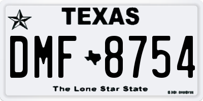 TX license plate DMF8754