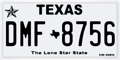 TX license plate DMF8756