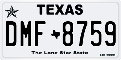 TX license plate DMF8759