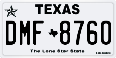 TX license plate DMF8760