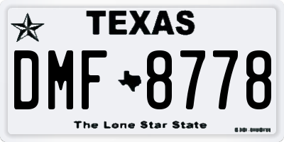 TX license plate DMF8778