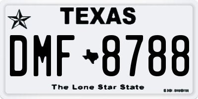 TX license plate DMF8788