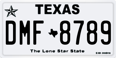 TX license plate DMF8789