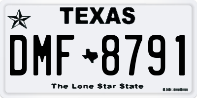 TX license plate DMF8791
