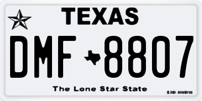 TX license plate DMF8807