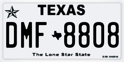 TX license plate DMF8808