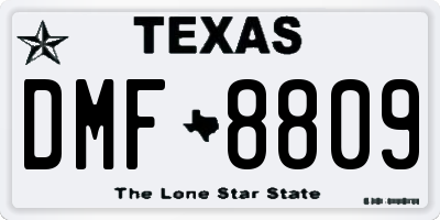 TX license plate DMF8809