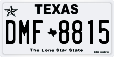 TX license plate DMF8815