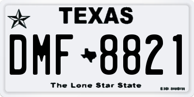 TX license plate DMF8821