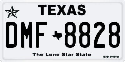 TX license plate DMF8828