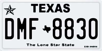 TX license plate DMF8830