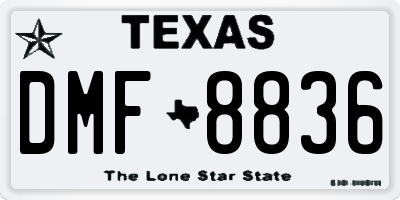 TX license plate DMF8836