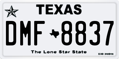 TX license plate DMF8837