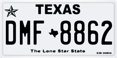 TX license plate DMF8862