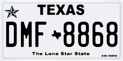 TX license plate DMF8868