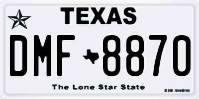TX license plate DMF8870