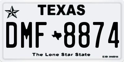 TX license plate DMF8874