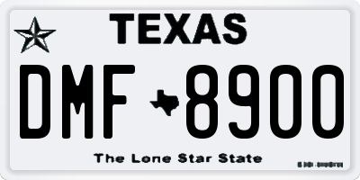TX license plate DMF8900