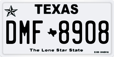 TX license plate DMF8908