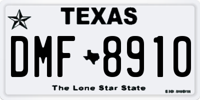 TX license plate DMF8910