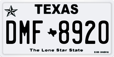 TX license plate DMF8920