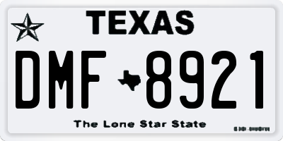 TX license plate DMF8921