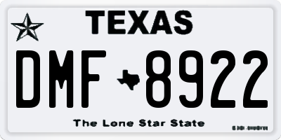 TX license plate DMF8922