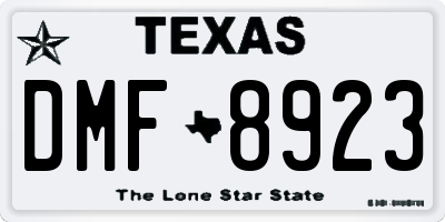 TX license plate DMF8923