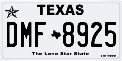 TX license plate DMF8925