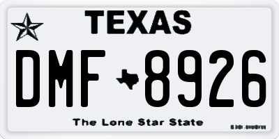 TX license plate DMF8926