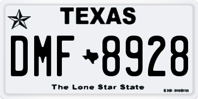 TX license plate DMF8928
