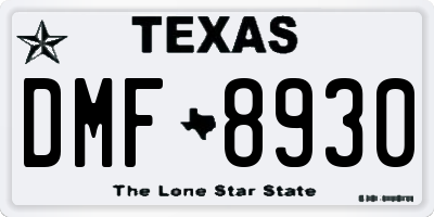 TX license plate DMF8930