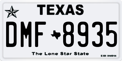 TX license plate DMF8935
