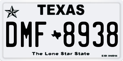 TX license plate DMF8938