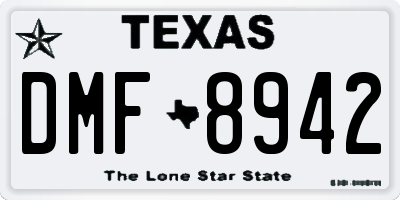 TX license plate DMF8942